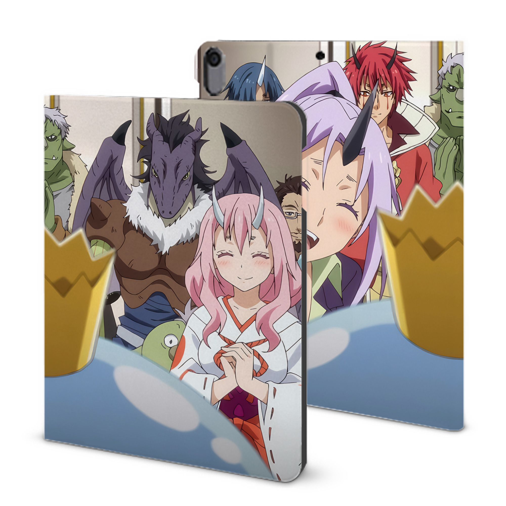 （画像用） 転スラ Regarding Reincarnated to Slime IPad ケース ブック型 PUレザー TPU 耐衝撃 軽量 薄型 ペン収納なし 全面保護 IPad 各モデル対応